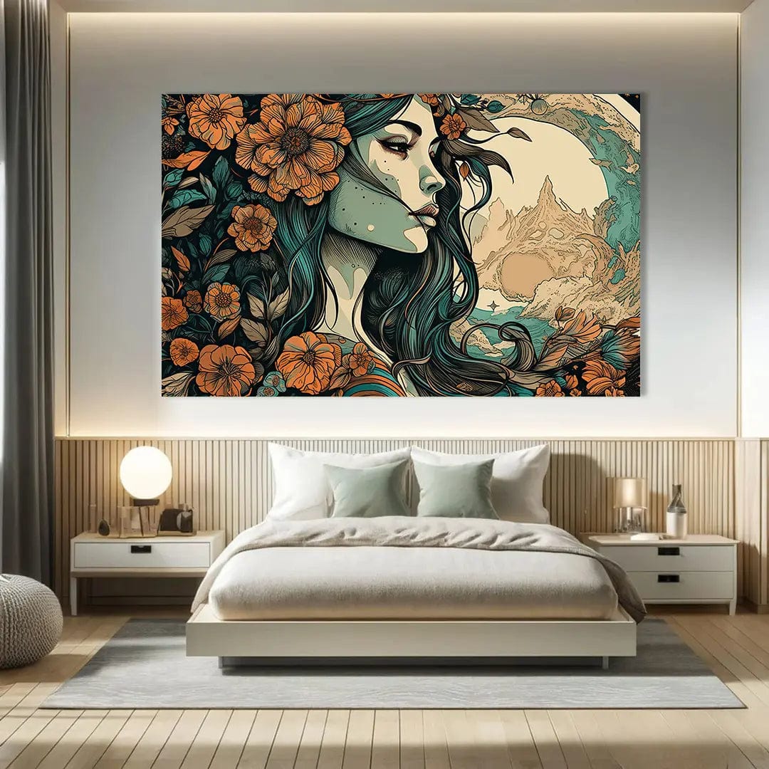 Toiledart Tableau vintage de sorcière de profil Toile