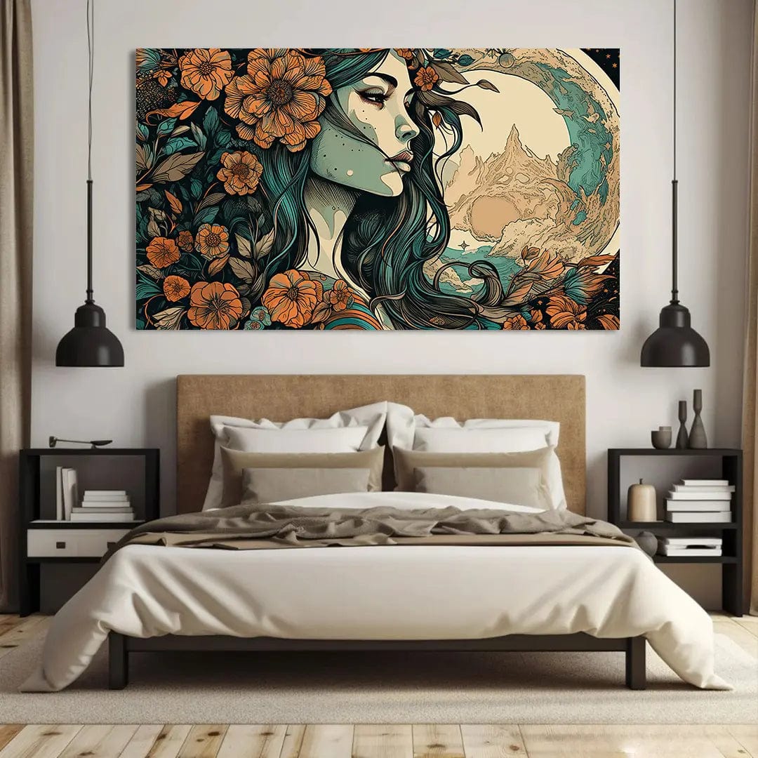 Toiledart Tableau vintage de sorcière de profil Toile