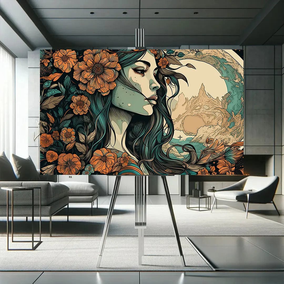 Toiledart Tableau vintage de sorcière de profil Toile