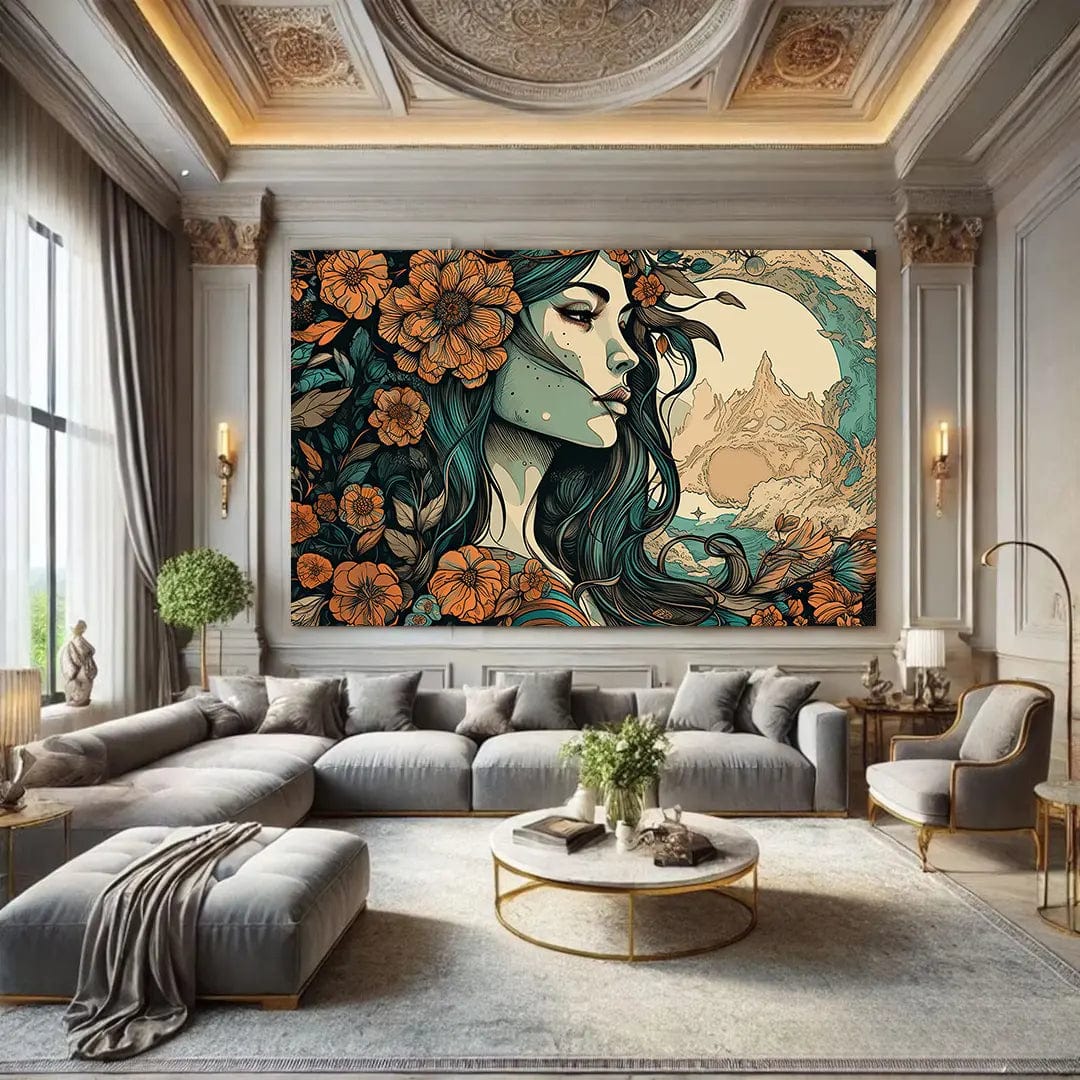 Toiledart Tableau vintage de sorcière de profil Toile