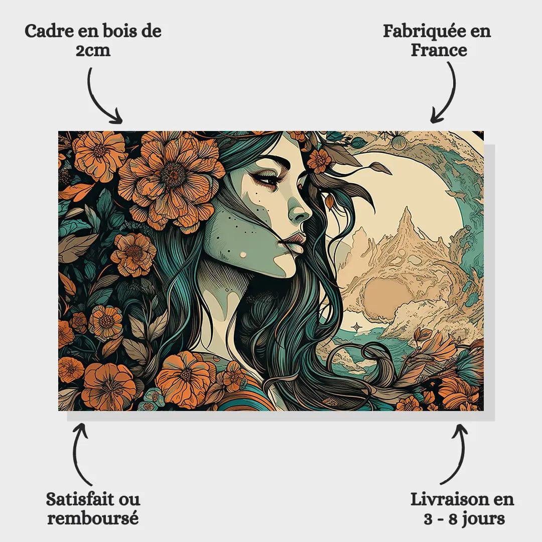 Toiledart Tableau vintage de sorcière de profil Toile