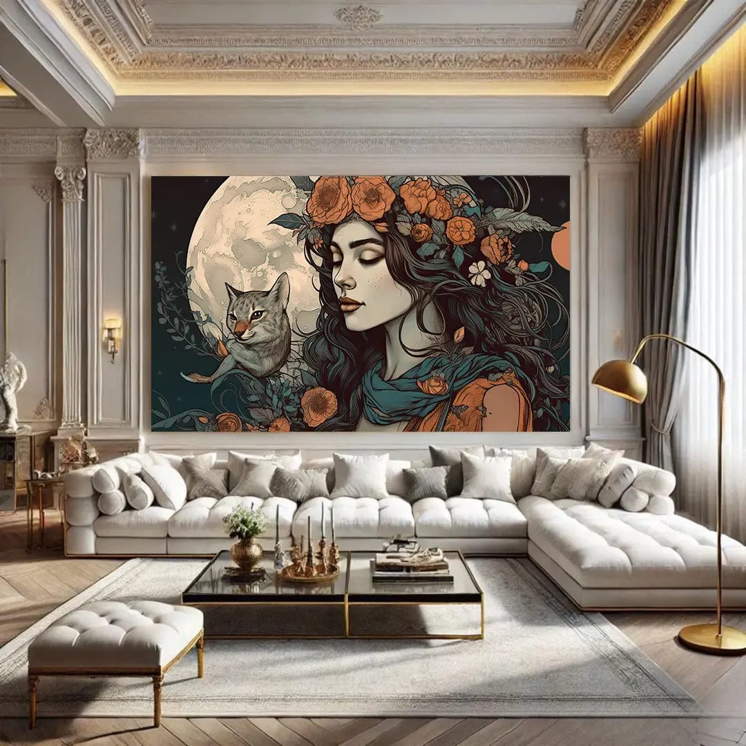 Toiledart Tableau vintage sorcière d'halloween Toile 40x30