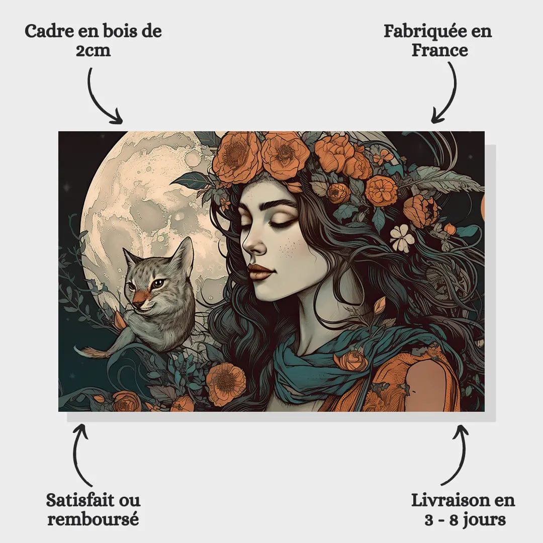Toiledart Tableau vintage sorcière d'halloween Toile