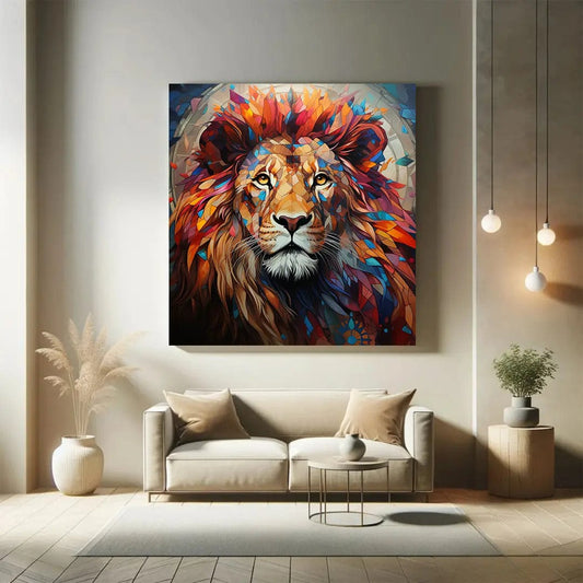 Toiledart Toile 20x20 Tableau Lion moderne design coloré