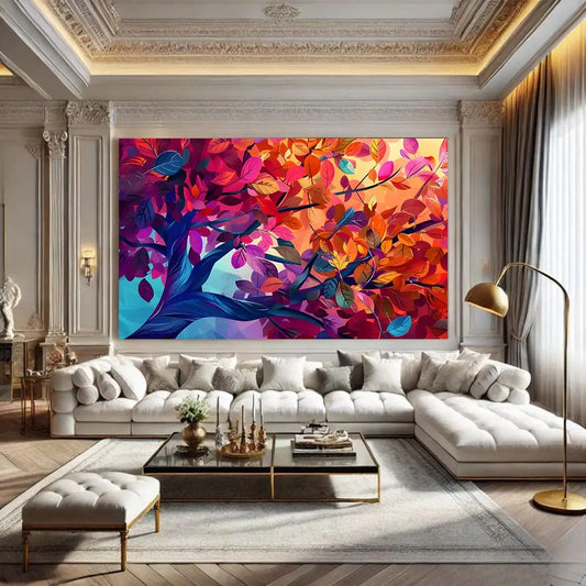 Toiledart Toile 40x20 Tableau arbre aux feuilles colorées