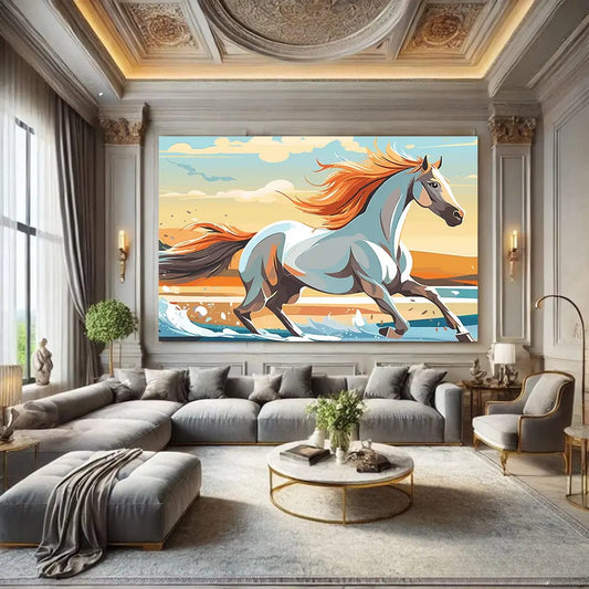 Toiledart Toile 40x20 Tableau cheval au galop