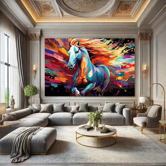 Toiledart Toile 40x20 Tableau cheval coloré