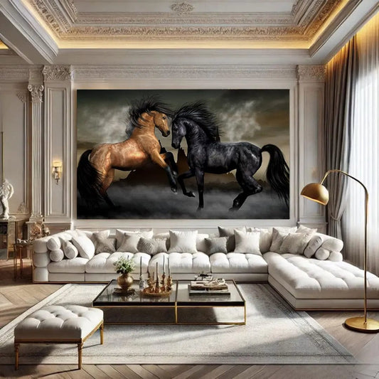 Toiledart Toile 40x20 Tableau chevaux Mustang