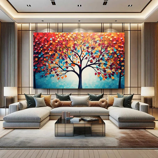 Toiledart Toile 40x20 Tableau design d'arbre coloré