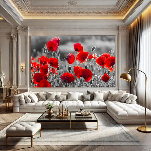 Toiledart Toile 40x20 Tableau fleurs de coquelicot rouges