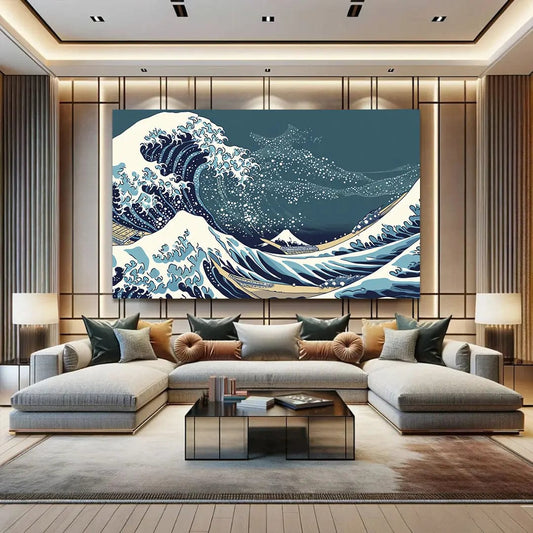 Toiledart Toile 40x20 Tableau japonais la grande vague