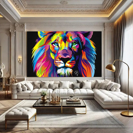 Toiledart Toile 40x20 Tableau lion pop art