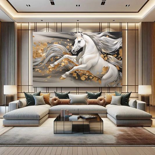 Toiledart Toile 40x20 Tableau moderne cheval blanc