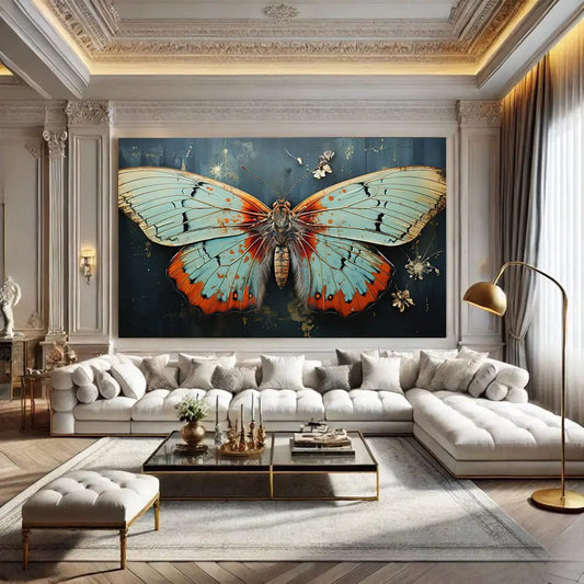 Toiledart Toile 40x20 Tableau moderne papillon magique volant