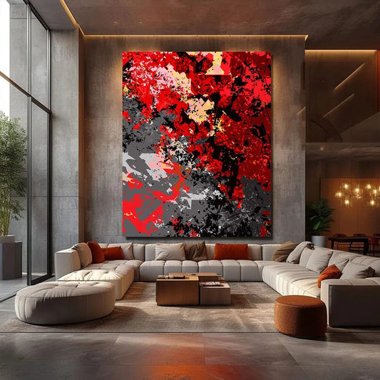 Toiledart Toile 40x30 Tableau abstrait rouge