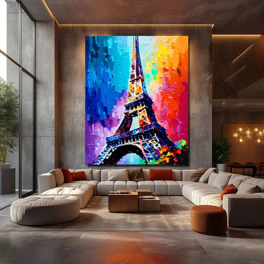 Toiledart Toile 40x30 Tableau abstrait tour Eiffel