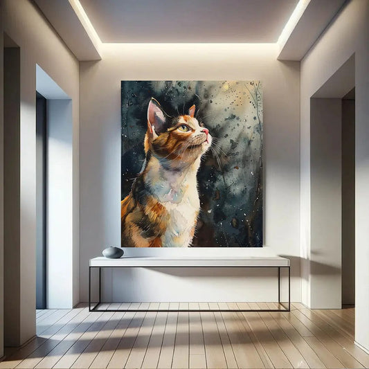 Toiledart Toile 40x30 Tableau aquarelle chat adorable