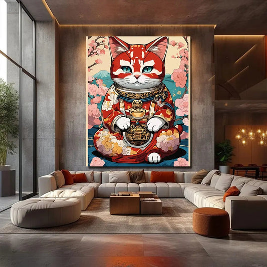 Toiledart Toile 40x30 Tableau chat japonais