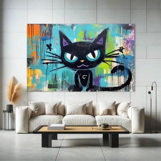 Toiledart Toile 40x30 Tableau chat pop art style graffiti