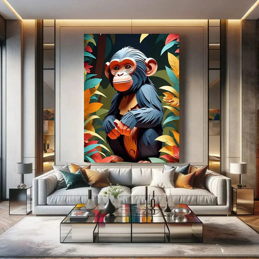 Toiledart Toile 40x30 Tableau chimpanzé coloré