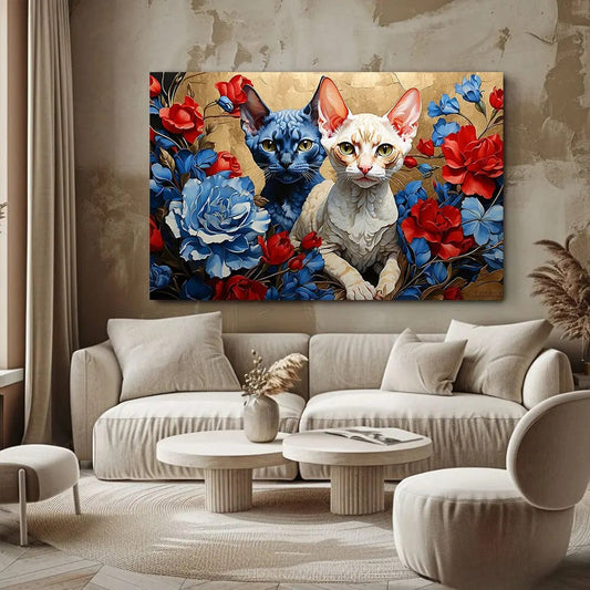 Toiledart Toile 40x30 Tableau dessin de chats colorés