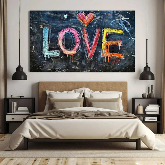 Toiledart Toile 40x30 Tableau graffiti LOVE sur tableau noir