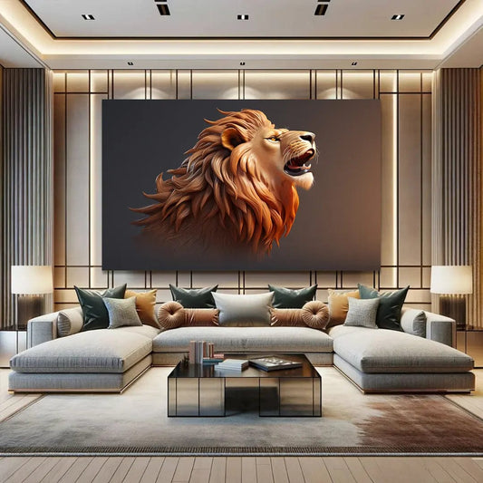 Toiledart Toile 40x30 Tableau lion 3d