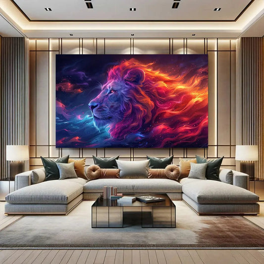 Toiledart Toile 40x30 Tableau Lion en feu