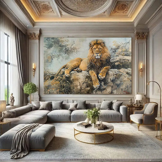 Toiledart Toile 40x30 Tableau lion majestueux