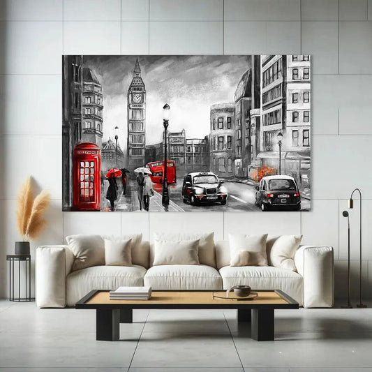 Toiledart Toile 40x30 Tableau Londres noir et blanc