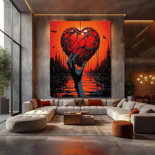 Toiledart Toile 40x30 Tableau main de femme tenant un coeur