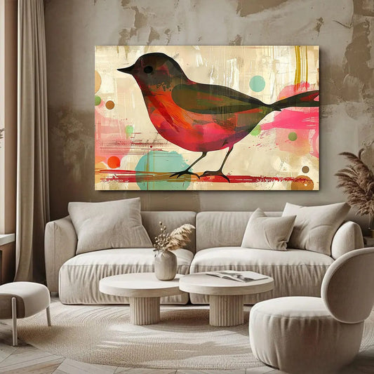 Toiledart Toile 40x30 Tableau oiseau abstrait