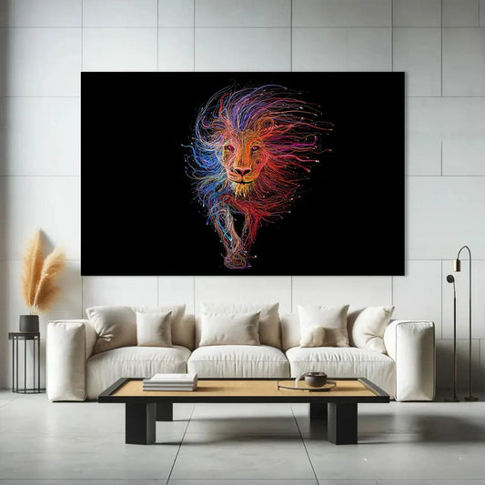 Toiledart Toile Tableau abstrait lion cosmique