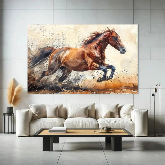 Toiledart Toile Tableau cheval peinture aquarelle